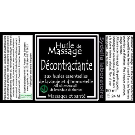 Olio decontratturante alla lavanda ed elicrisob Vegan